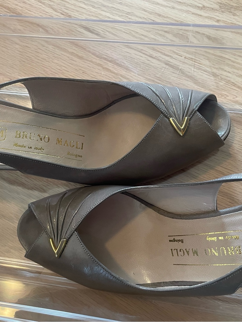 Bruno Magli Taupe Leather Pointed Toe Heels